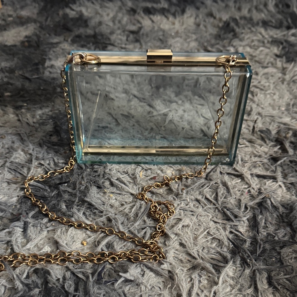 Transparent Gold Chain Clutch